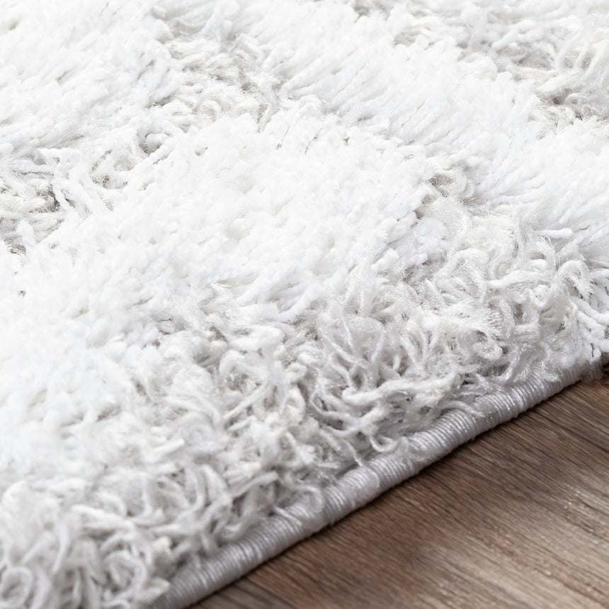 Nour Shaggy Geometric Plush Pile Light Grey Rug