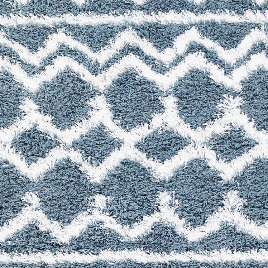Nour Shaggy Geometric Plush Pile Denim Rug