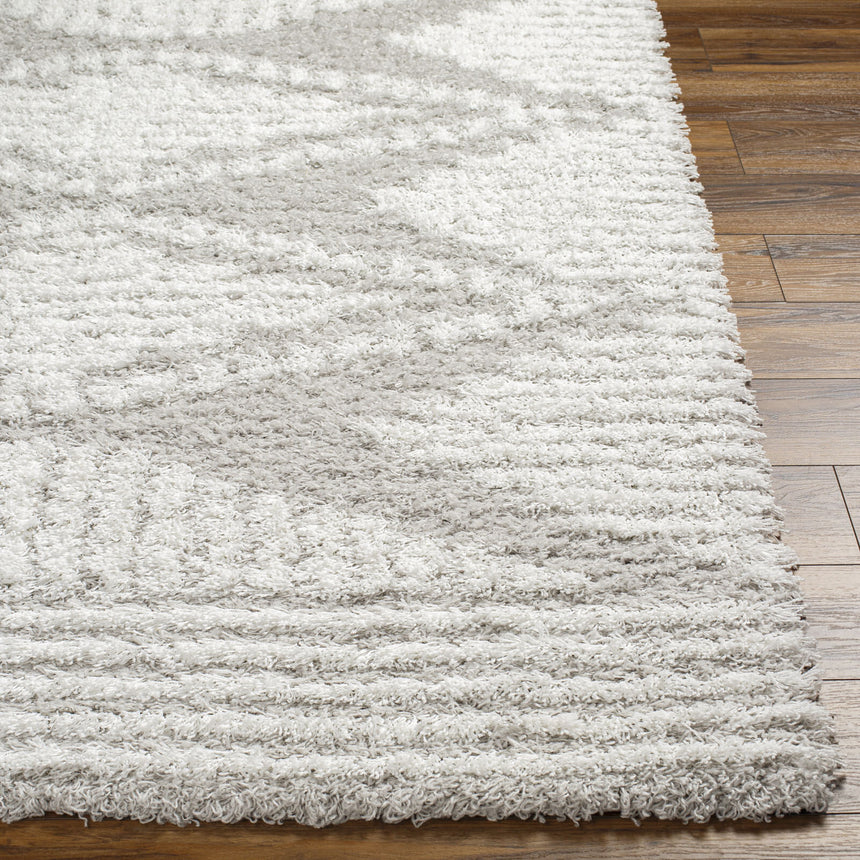 Nuria Shaggy Modern Plush Pile Light Grey Rug