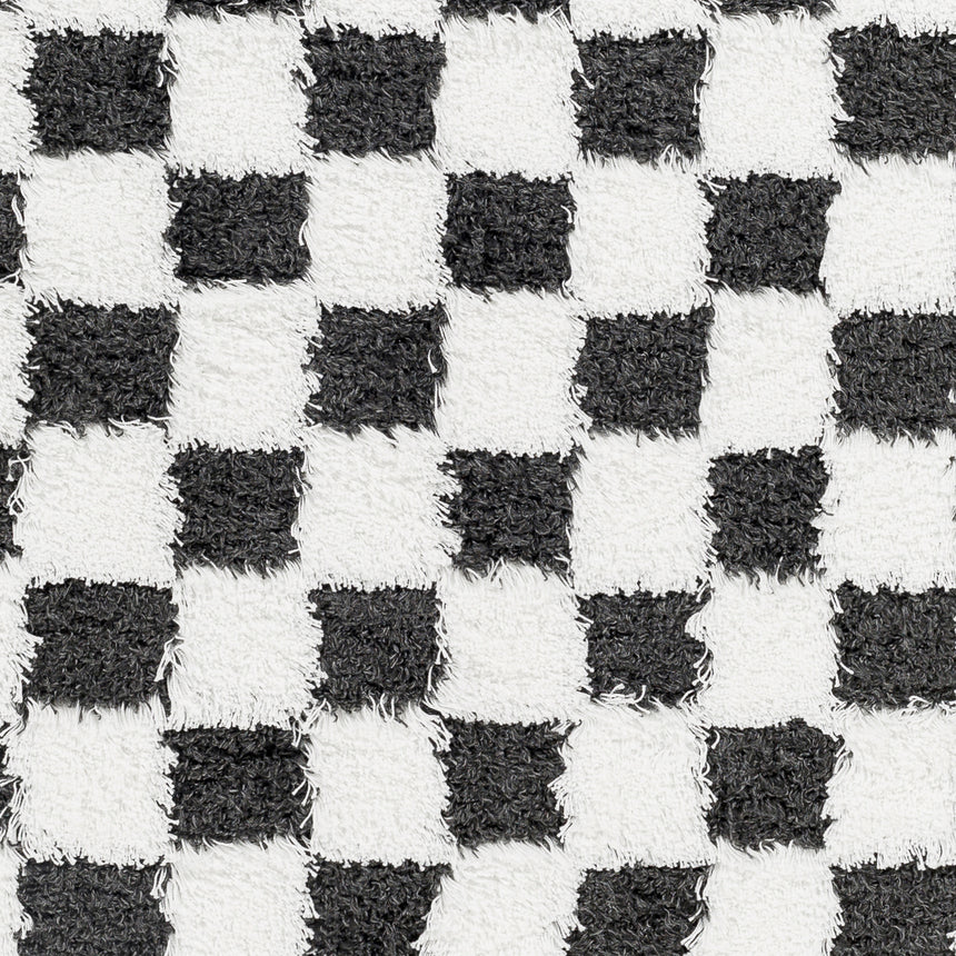 Willa Shaggy Modern Plush Pile Black Checkered Rug