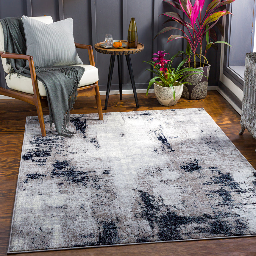 Giulia Abstract Modern Marble Grey Rug