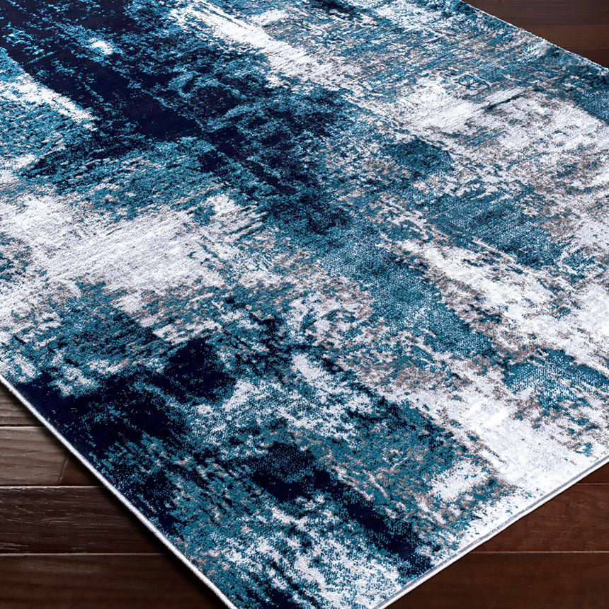 Giulia Abstract Modern Marble Dark Teal Rug
