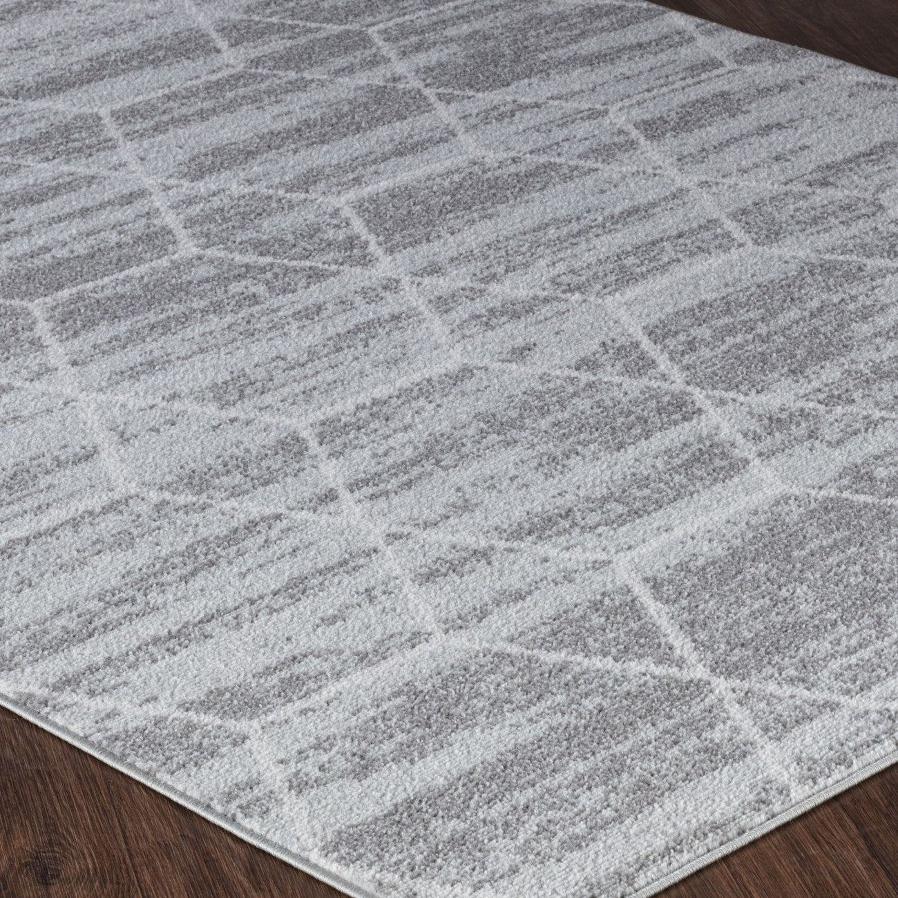 AANSHAL Scandi Geometric Grey Area Rug Corner