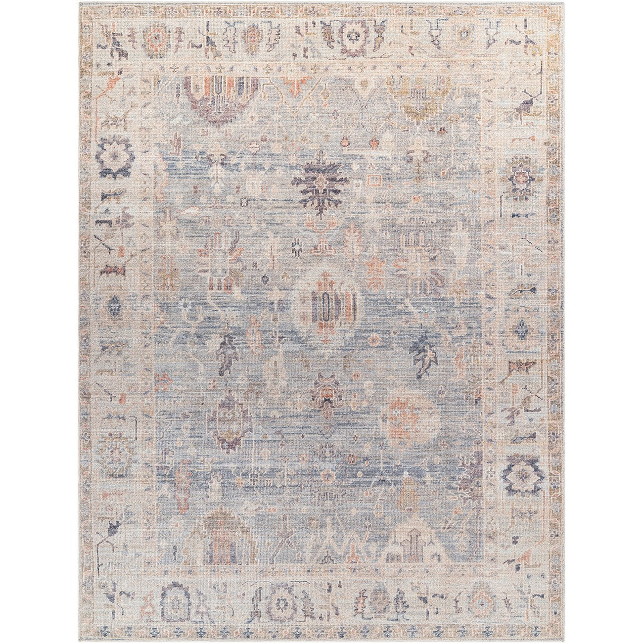 AANSHI Becki Owens x Livabliss Vintage Traditional Oriental Boho Grey/Pale Blue Area Rug Flat