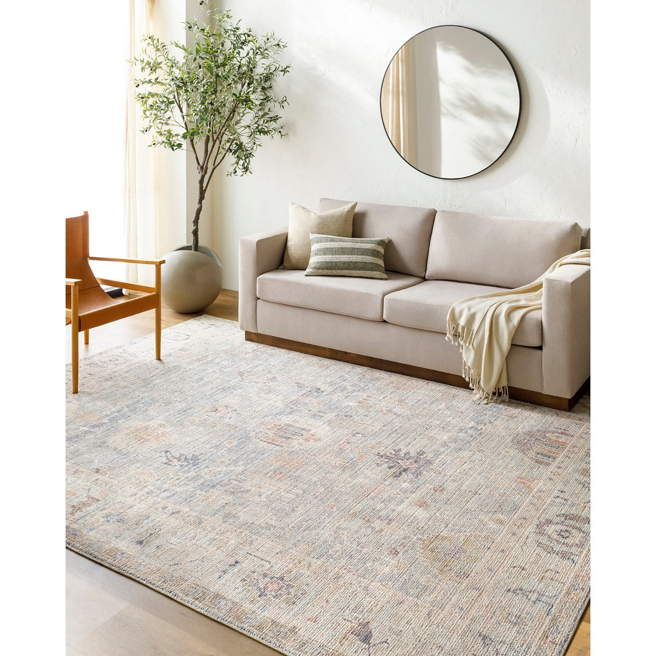 AANSHI Becki Owens x Livabliss Vintage Traditional Oriental Boho Grey/Pale Blue Area Rug Roomscene