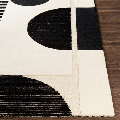 AANYA Hand-Tufted Modern Wool Black Area Rug Front