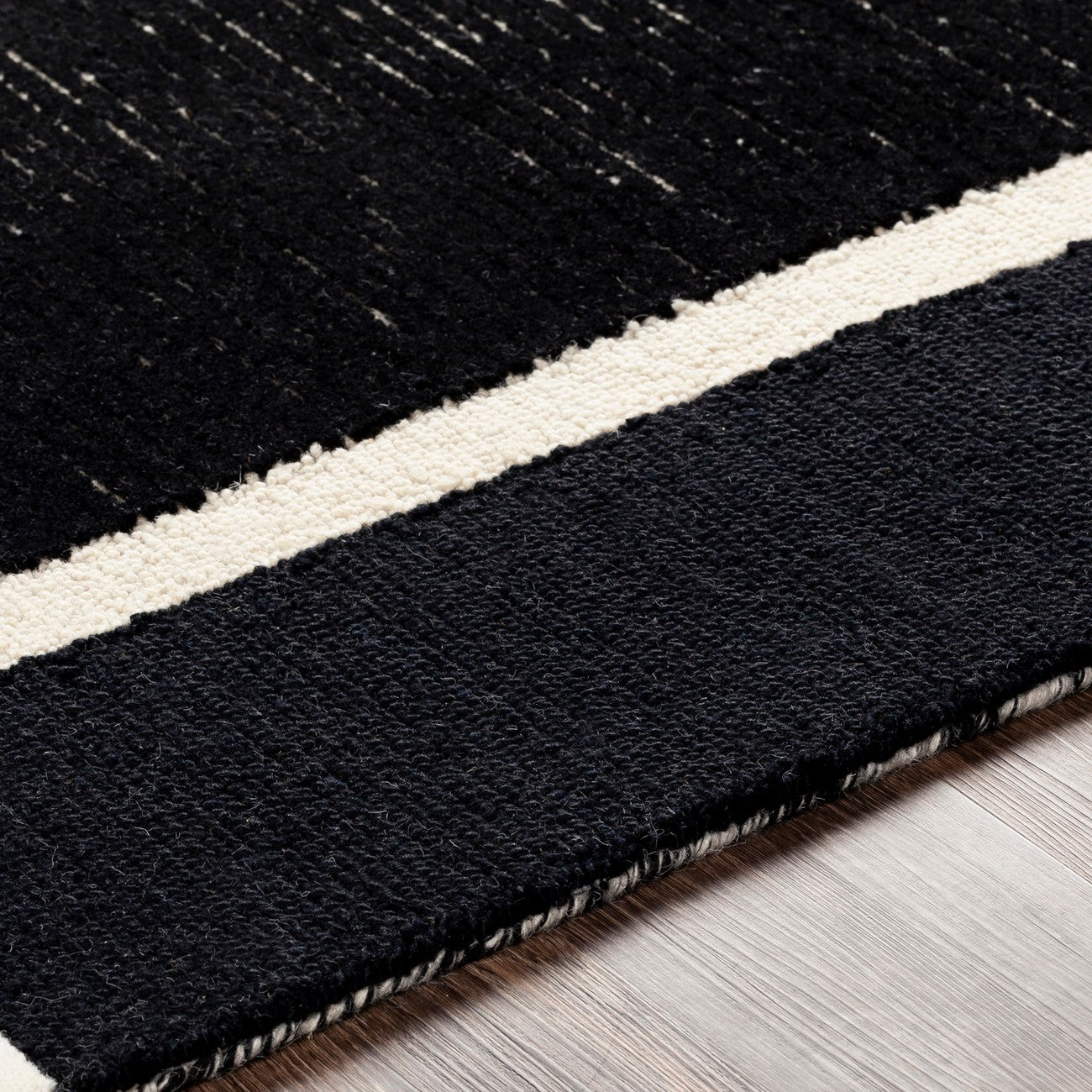 AANYA Hand-Tufted Modern Wool Black Area Rug Texture