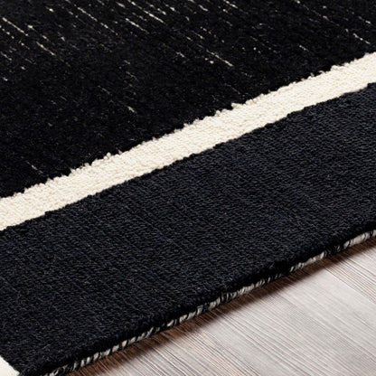 AANYA Hand-Tufted Modern Wool Black Area Rug Texture
