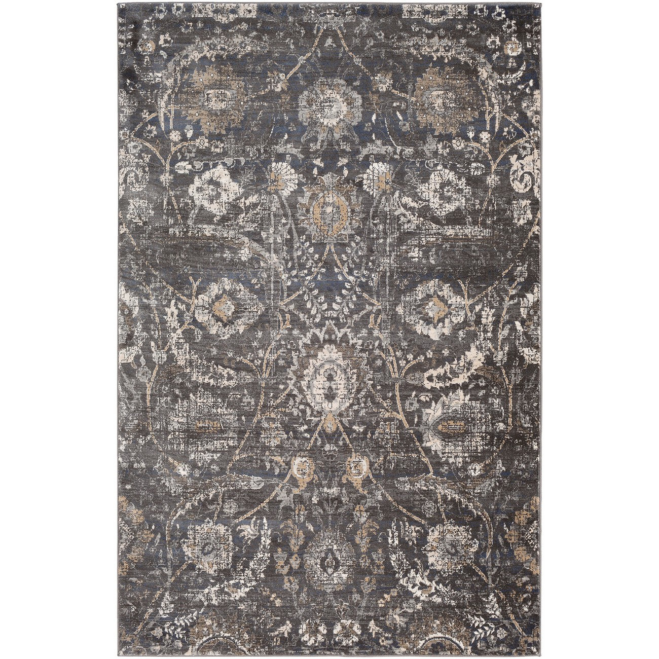AARYA Vintage Oriental Boho Black Area Rug Flat