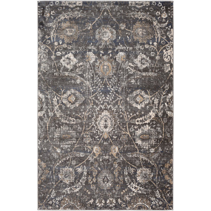 AARYA Vintage Oriental Boho Black Area Rug Flat
