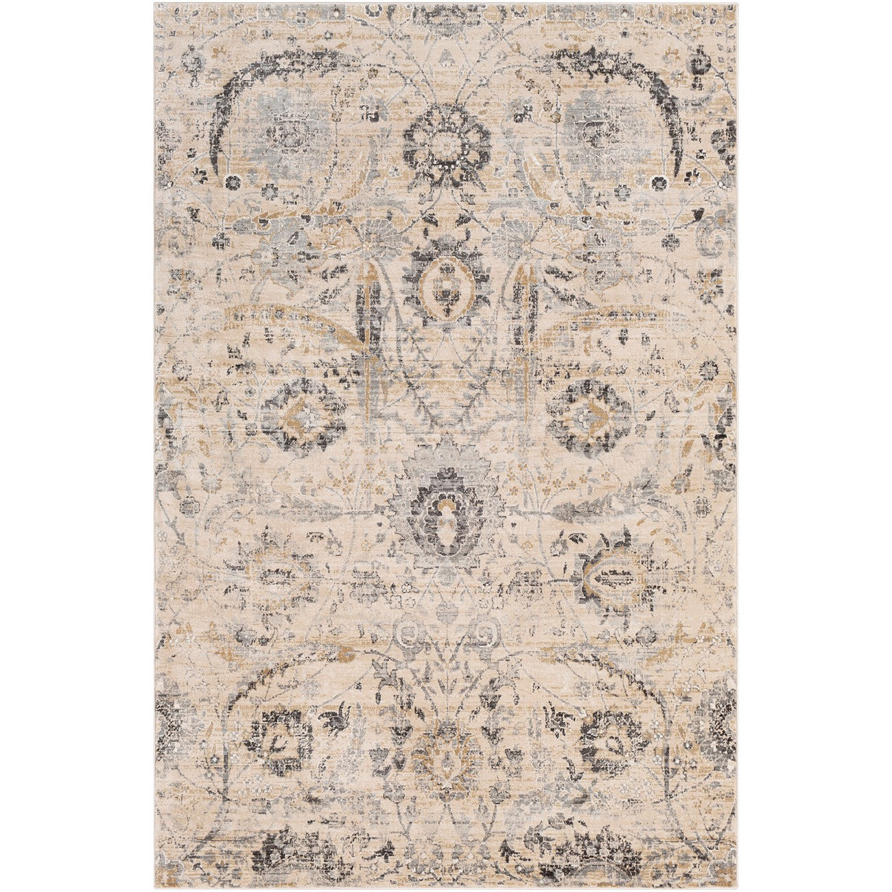 AARYA Vintage Traditional Oriental Boho Beige Area Rug Flat