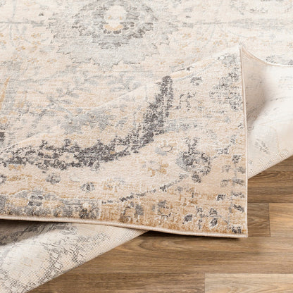 AARYA Vintage Traditional Oriental Boho Beige Area Rug Fold