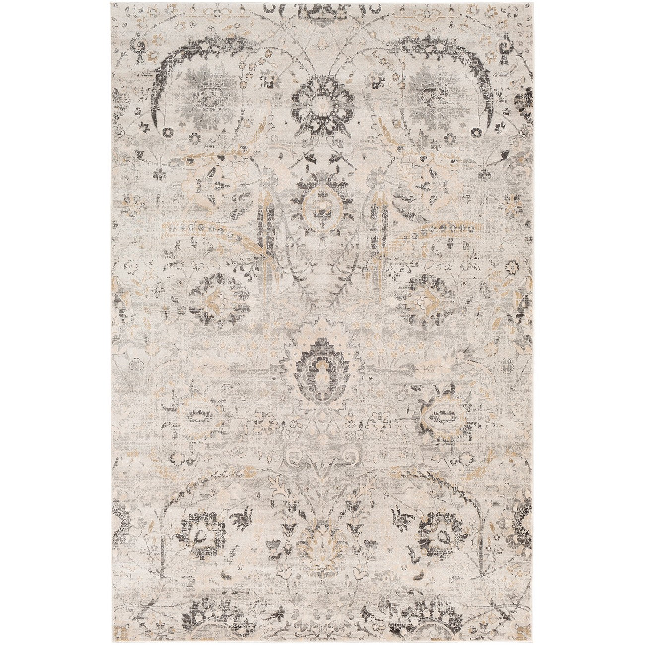 AARYA Vintage Traditional Oriental Boho Charcoal Area Rug Flat