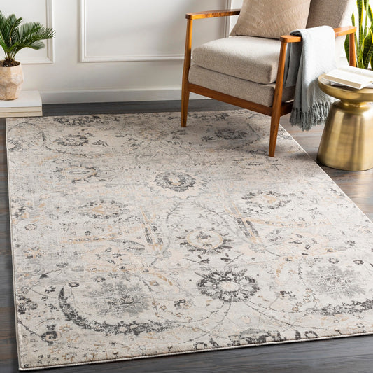 AARYA Vintage Traditional Oriental Boho Charcoal Area Rug Roomscene