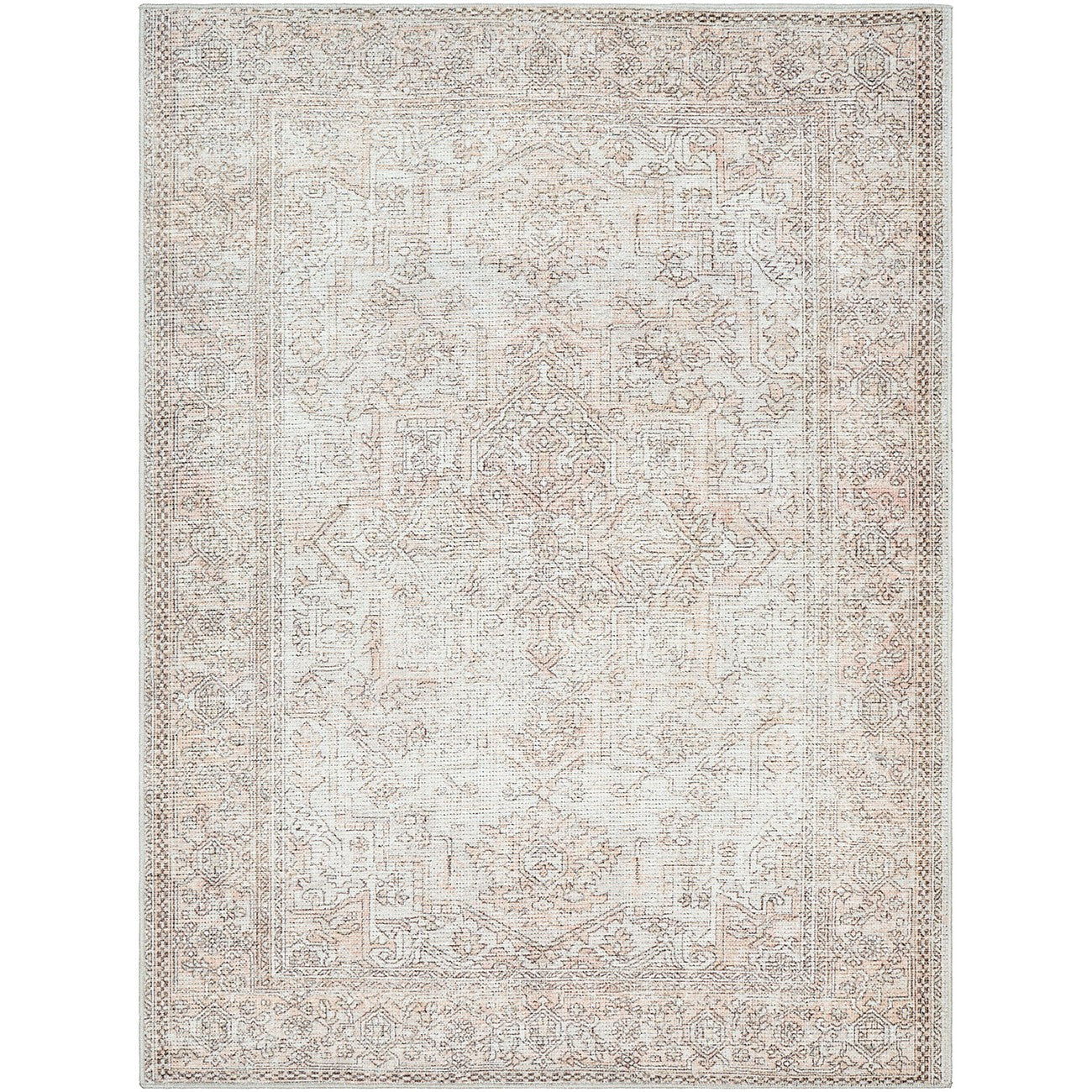 AASHI Becki Owens x Livabliss Vintage Traditional Oriental Boho Blush/Cream Area Rug Flat