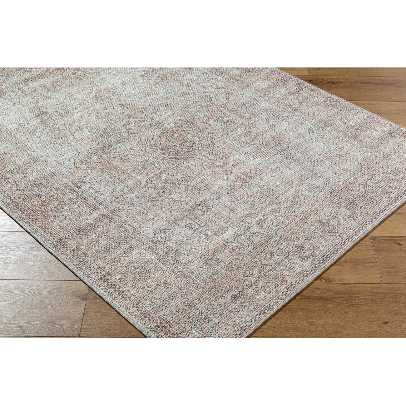 AASHI Becki Owens x Livabliss Vintage Traditional Oriental Boho Blush/Cream Area Rug Corner