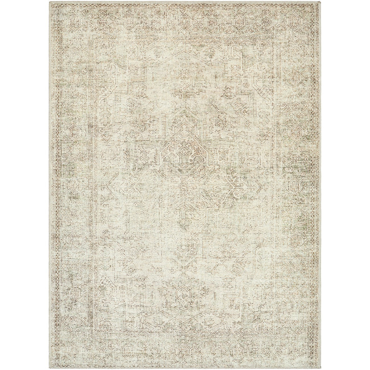 AASHI Becki Owens x Livabliss Vintage Traditional Oriental Boho Sage/Cream Area Rug Flat