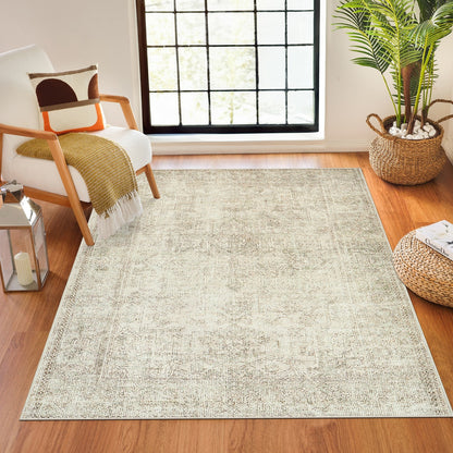 AASHI Becki Owens x Livabliss Vintage Traditional Oriental Boho Sage/Cream Area Rug Roomscene