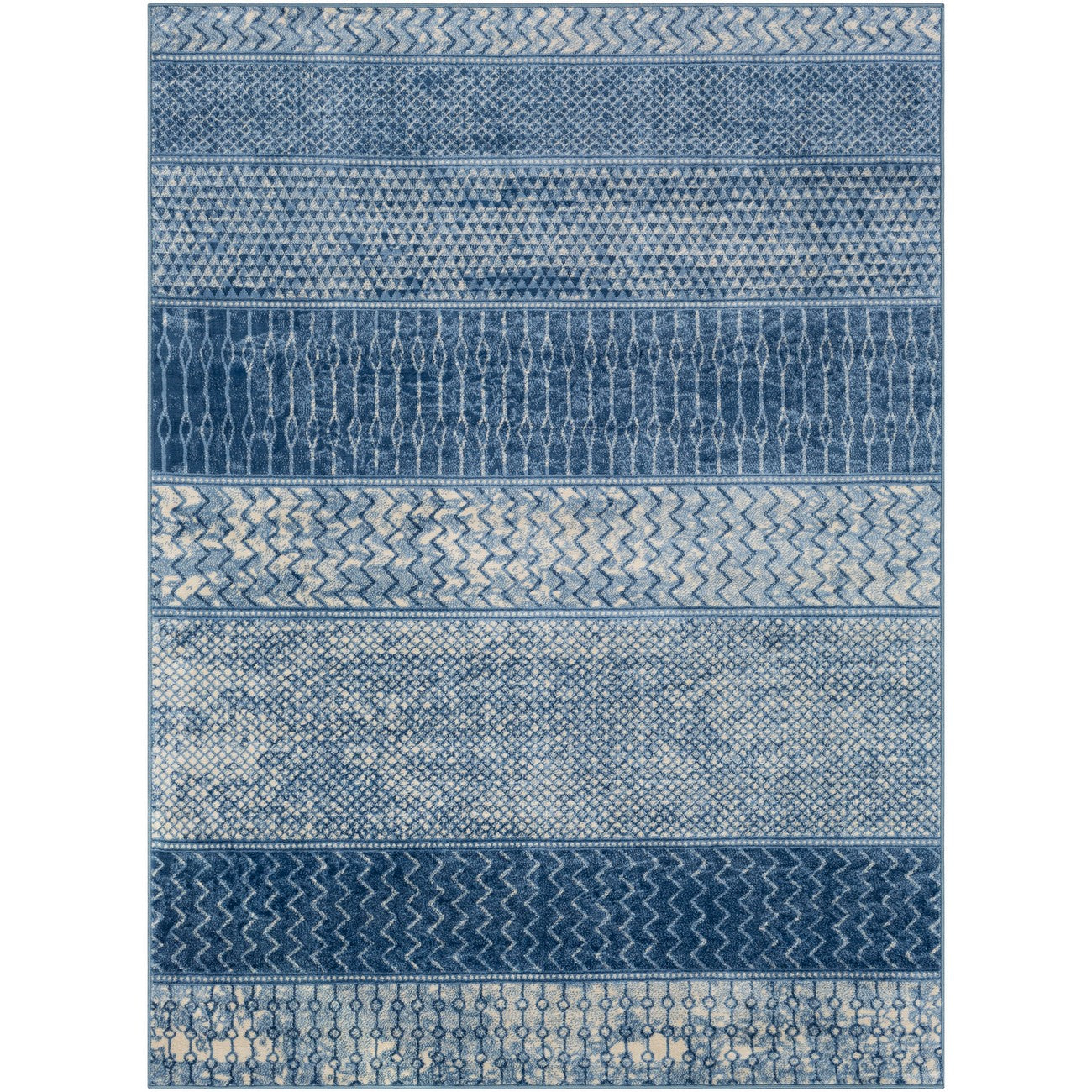ADELE Scandi Geometric Bright Blue Area Rug Flat