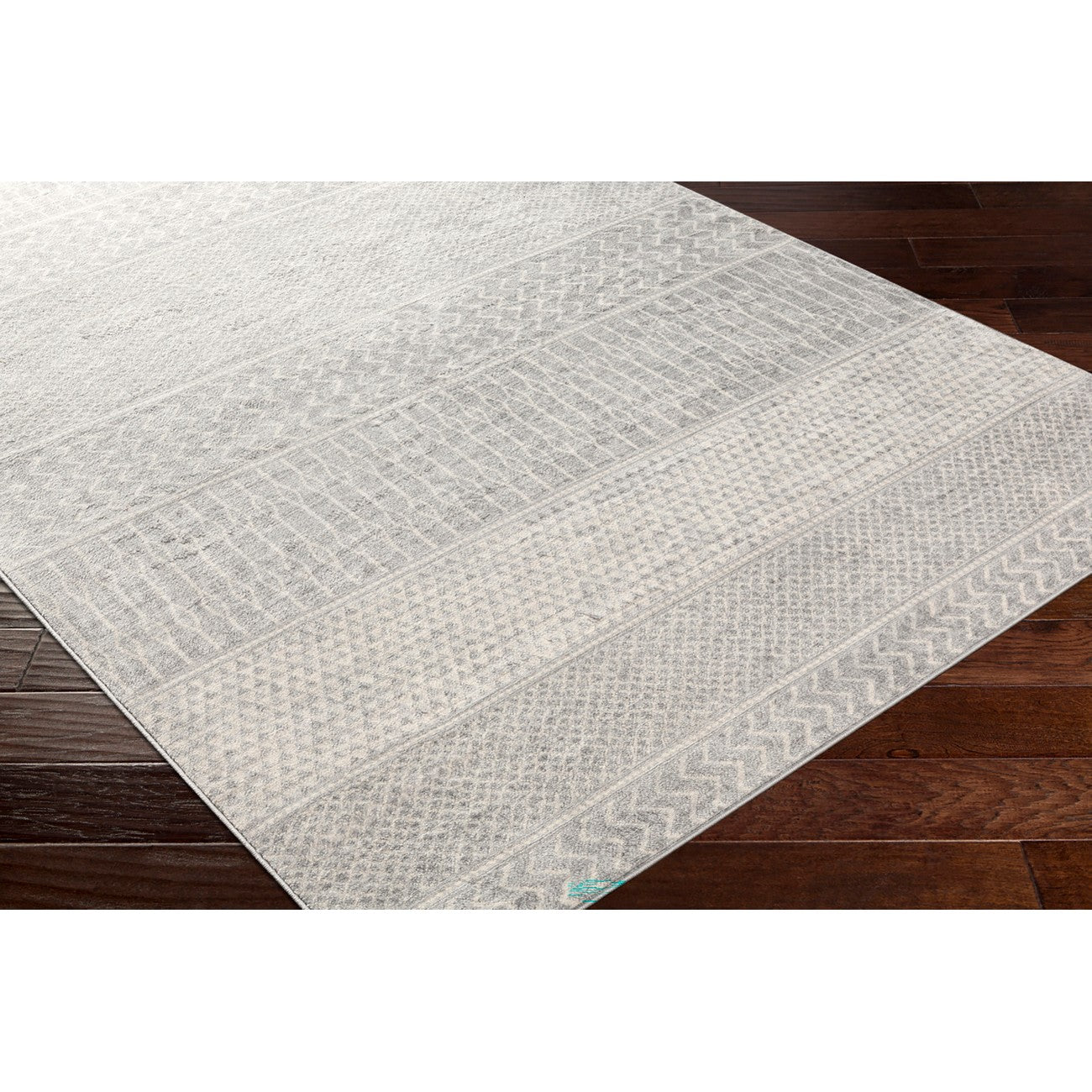 ADELE Scandi Global Grey Area Rug Corner