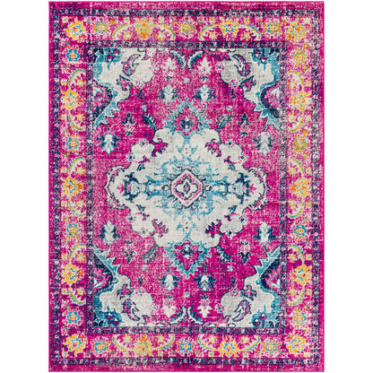 ADITY Vintage Traditional Oriental Boho Bright Pink Area Rug Flat