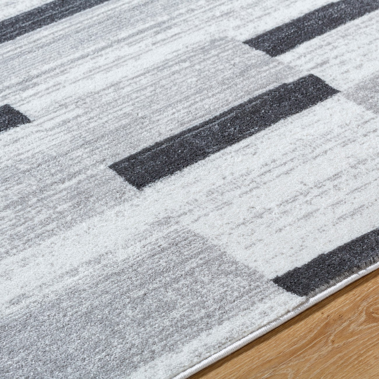AISHA Scandi Modern Black Area Rug Texture