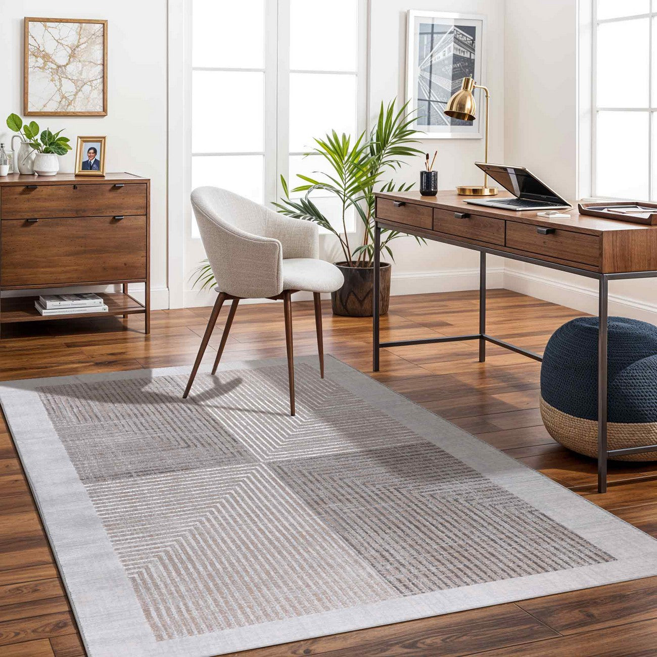 AITANA Scandi Modern Beige/White Area Rug Roomscene