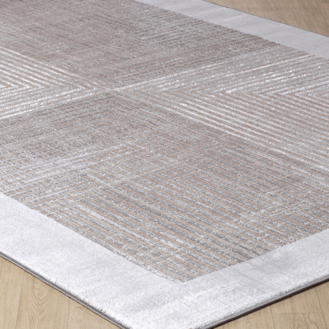 AITANA Scandi Modern Beige/White Area Rug Corner