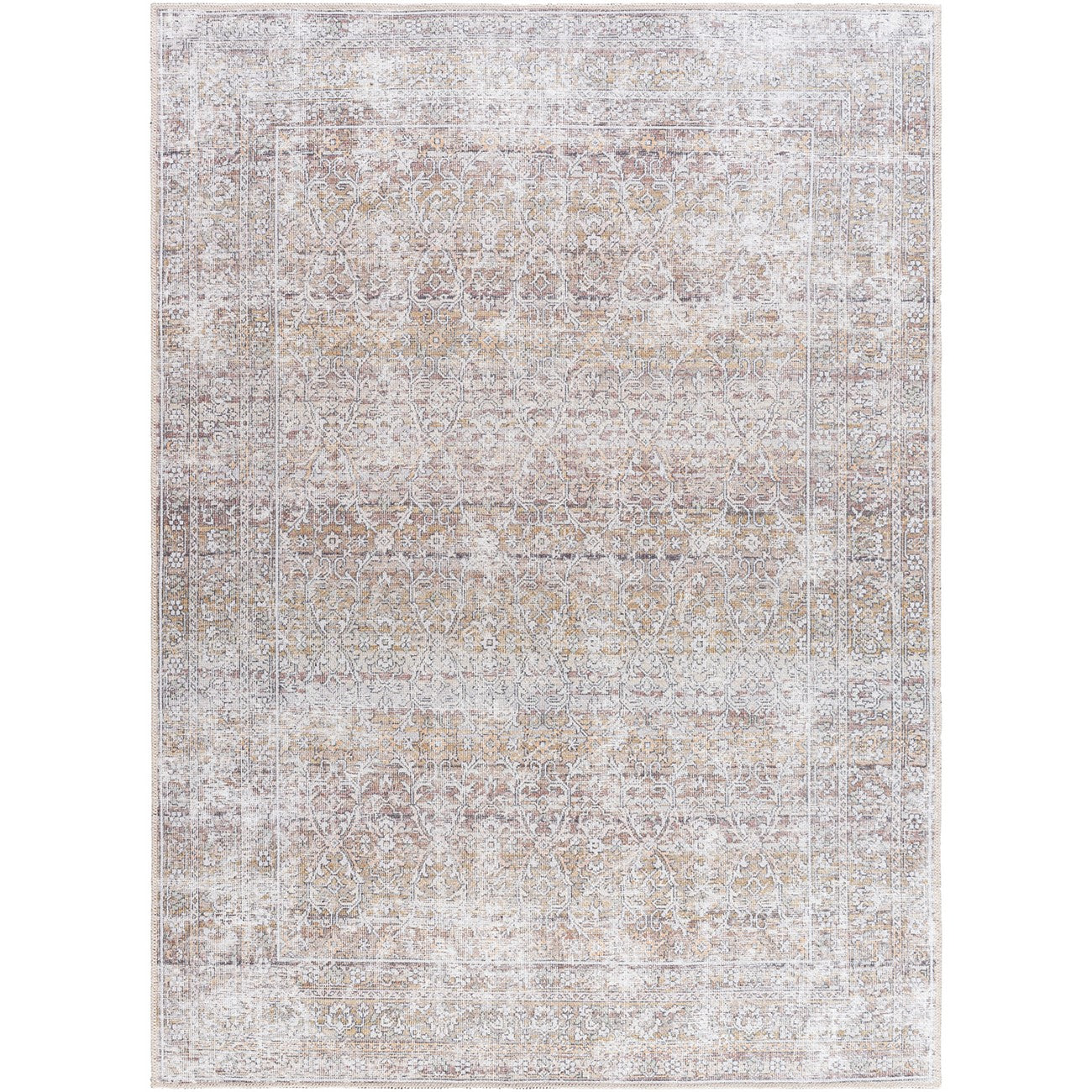 AKIFAH Our PNW Home x Livabliss Machine Washable Oriental Boho Dark Brown/Cream Area Rug Flat