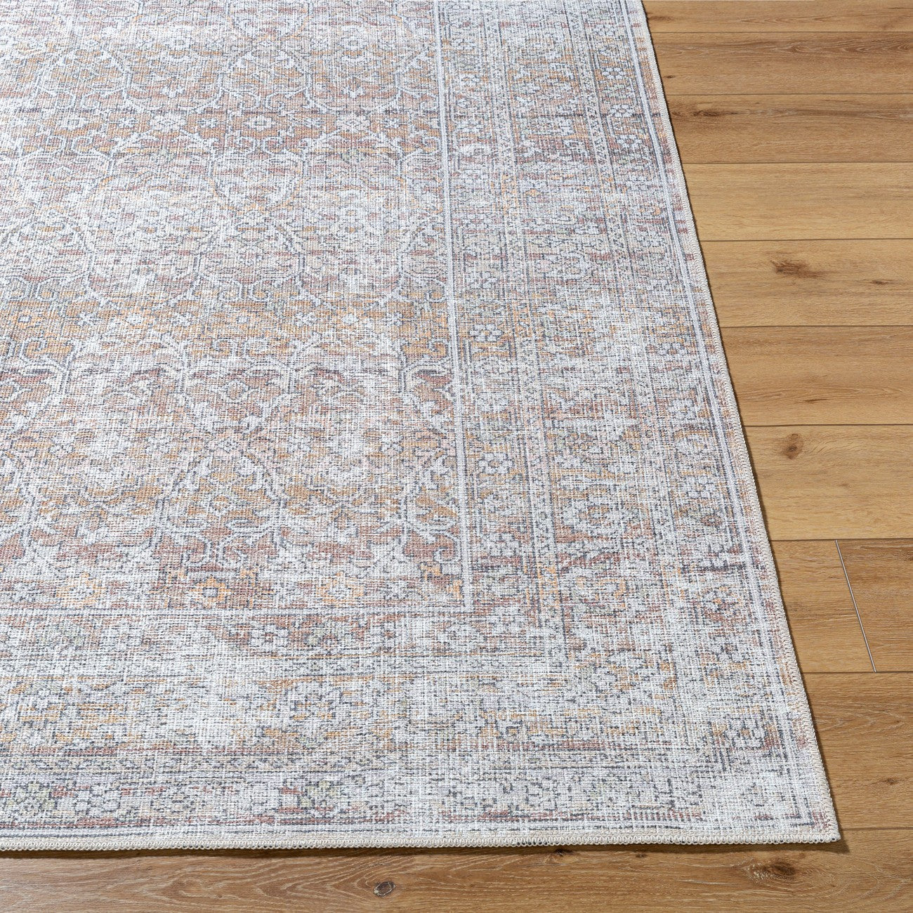 AKIFAH Our PNW Home x Livabliss Machine Washable Oriental Boho Dark Brown/Cream Area Rug Front