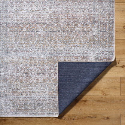 AKIFAH Our PNW Home x Livabliss Machine Washable Oriental Boho Dark Brown/Cream Area Rug Fold