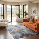 Valerie Abstract Modern Marble Dark Blue Rug