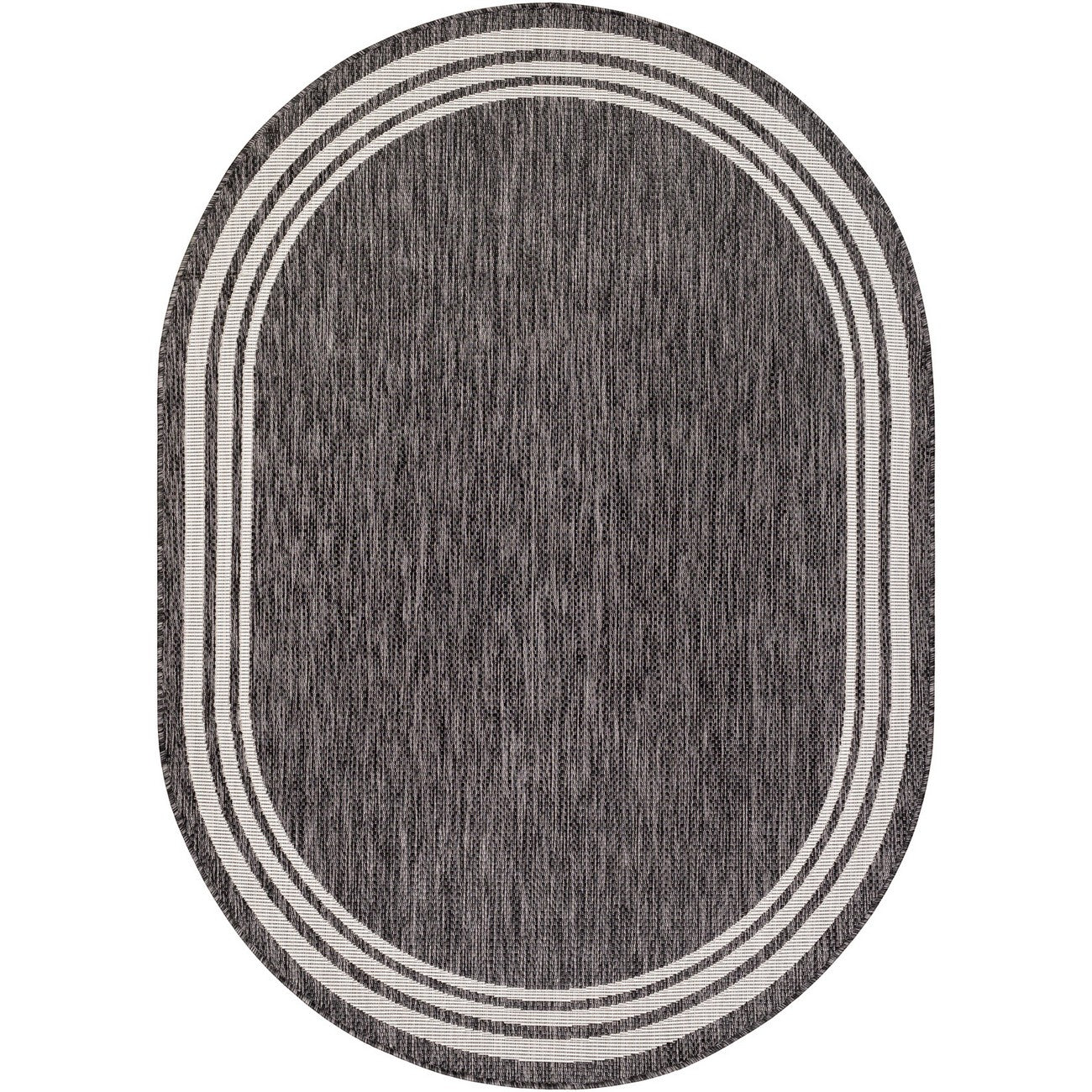 AKRITI Indoor & Outdoor Traditional Boho Dark Grey Area Rug Flat
