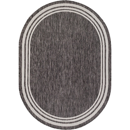 AKRITI Indoor & Outdoor Traditional Boho Dark Grey Area Rug Flat