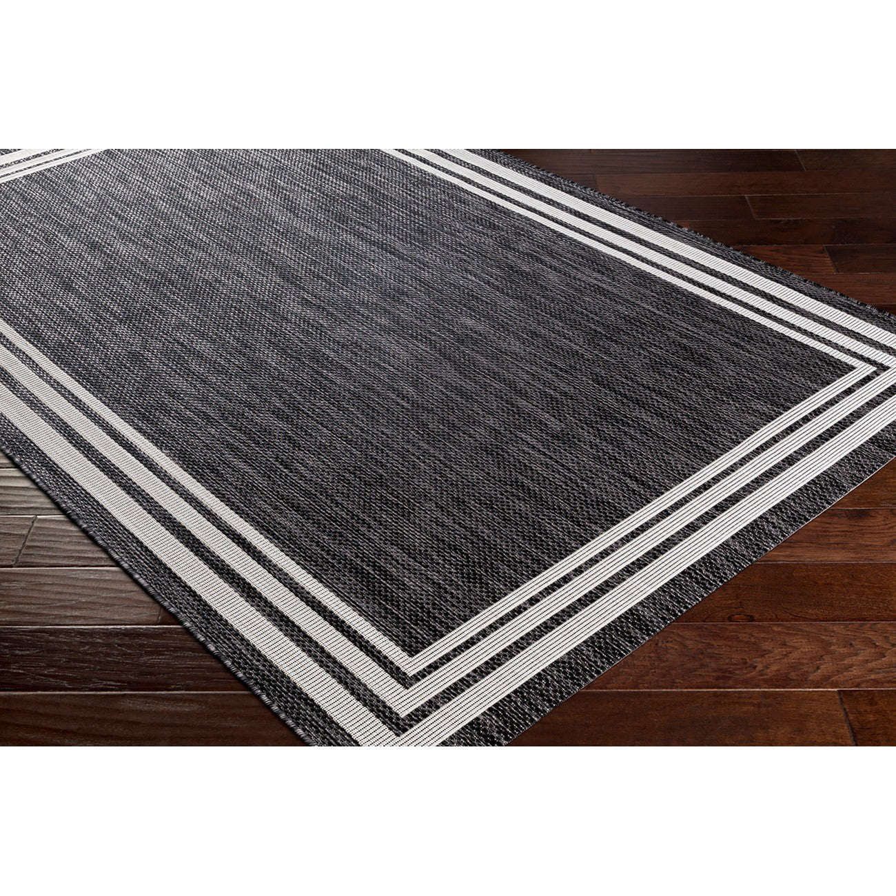 AKRITI Indoor & Outdoor Traditional Boho Dark Grey Area Rug Corner