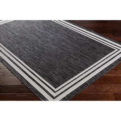 AKRITI Indoor & Outdoor Traditional Boho Dark Grey Area Rug Corner