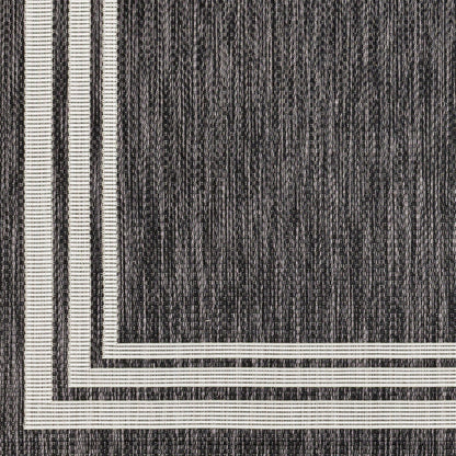 AKRITI Indoor & Outdoor Traditional Boho Dark Grey Area Rug Swatch