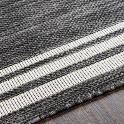 AKRITI Indoor & Outdoor Traditional Boho Dark Grey Area Rug Texture