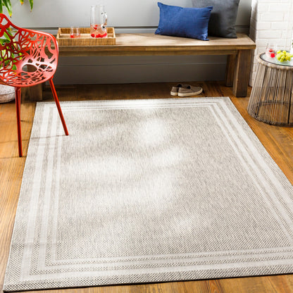 AKRITI Indoor & Outdoor Traditional Light Grey Area Rug Roomscene