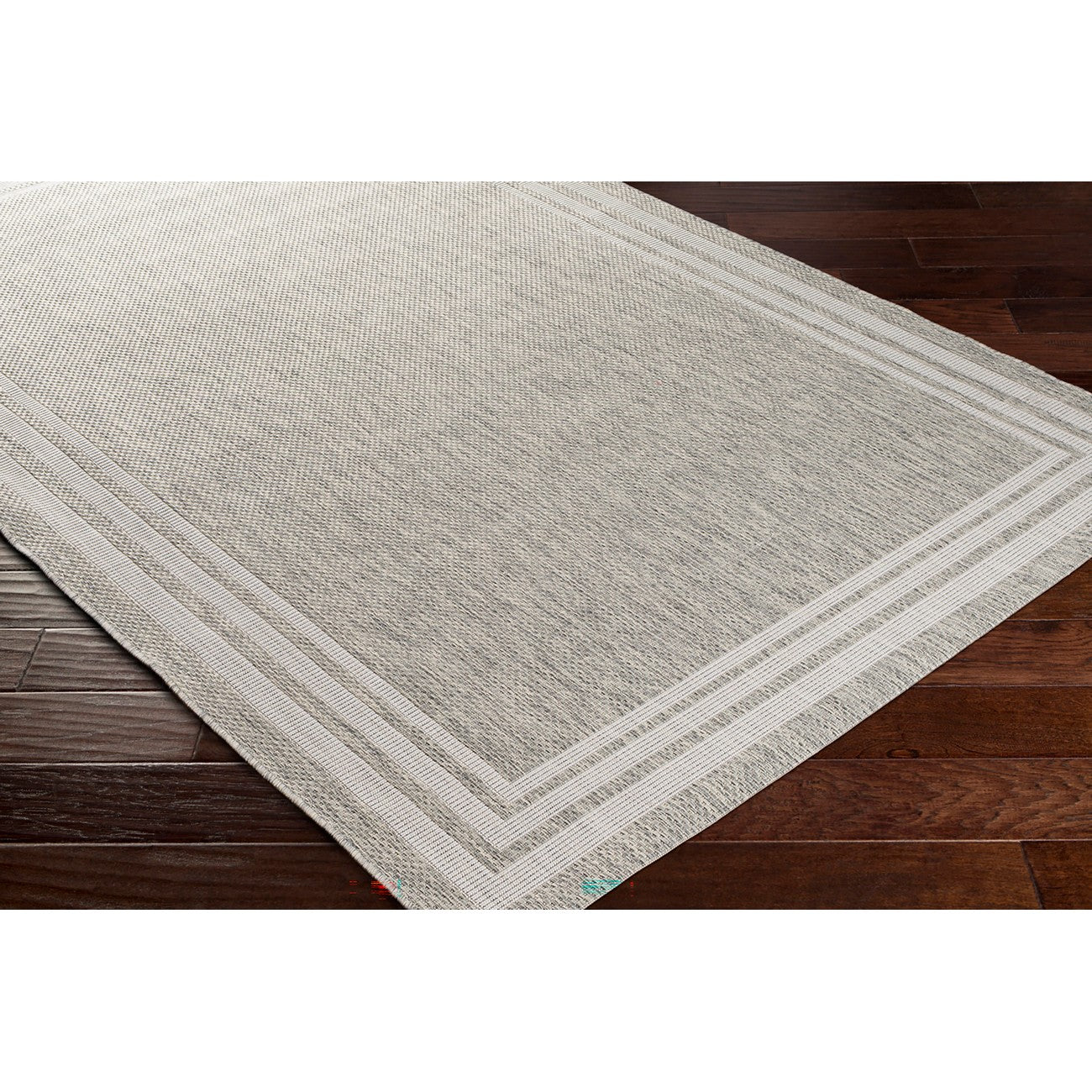 AKRITI Indoor & Outdoor Traditional Light Grey Area Rug Corner