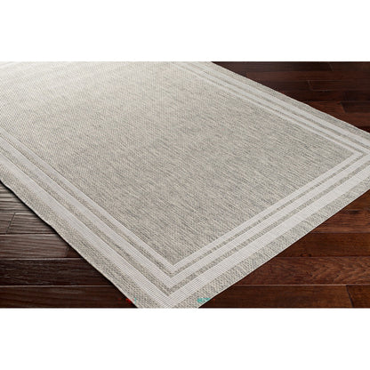 AKRITI Indoor & Outdoor Traditional Light Grey Area Rug Corner