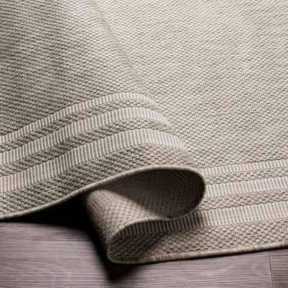 AKRITI Indoor & Outdoor Traditional Light Grey Area Rug Fold