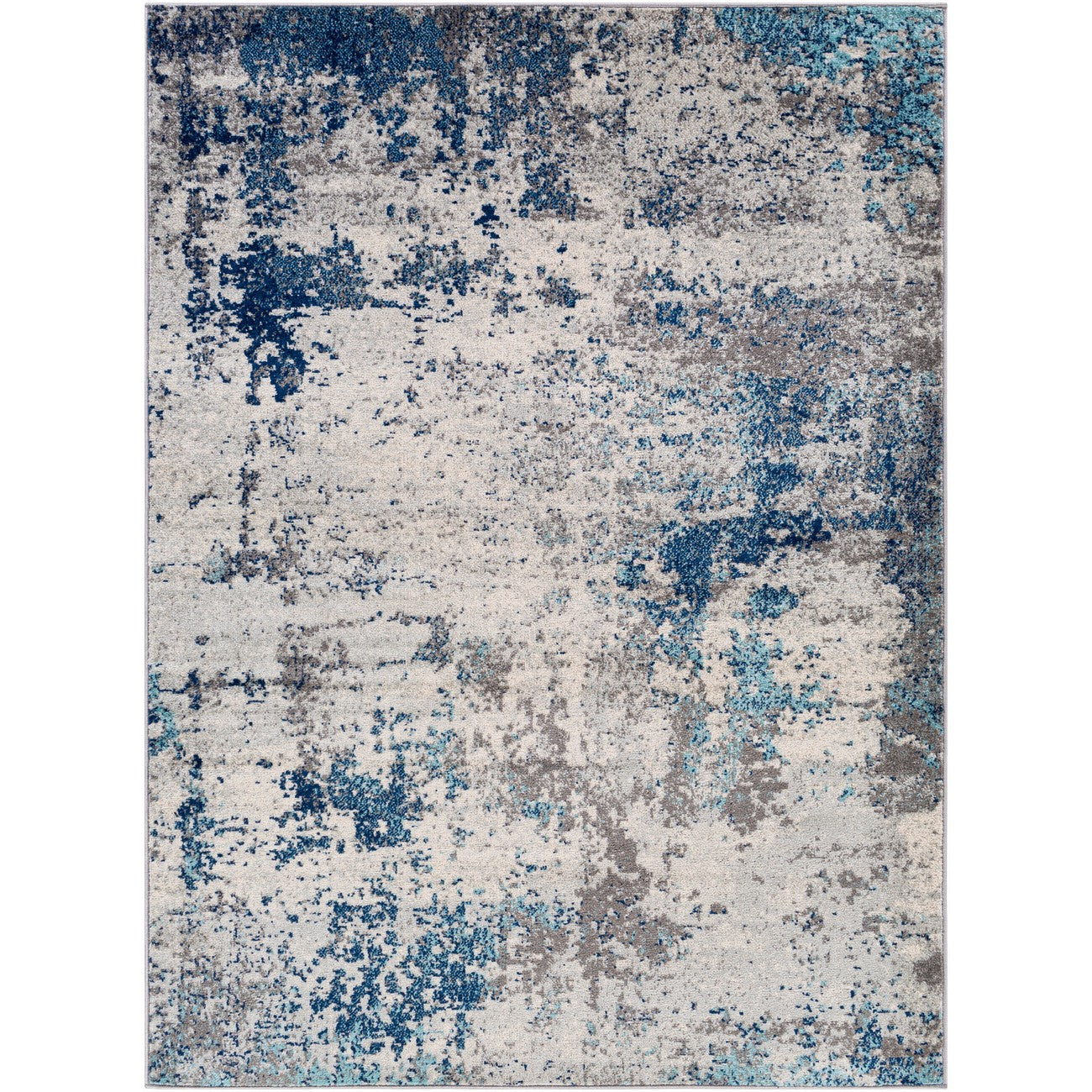 ALEX Abstract Modern Marble Dark Blue Area Rug Flat