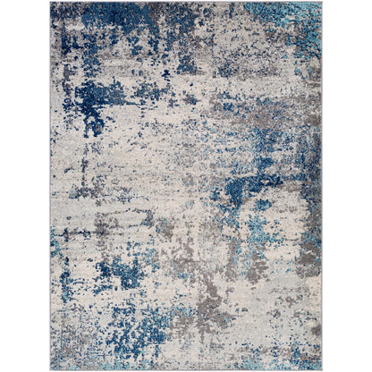 ALEX Abstract Modern Marble Dark Blue Area Rug Flat