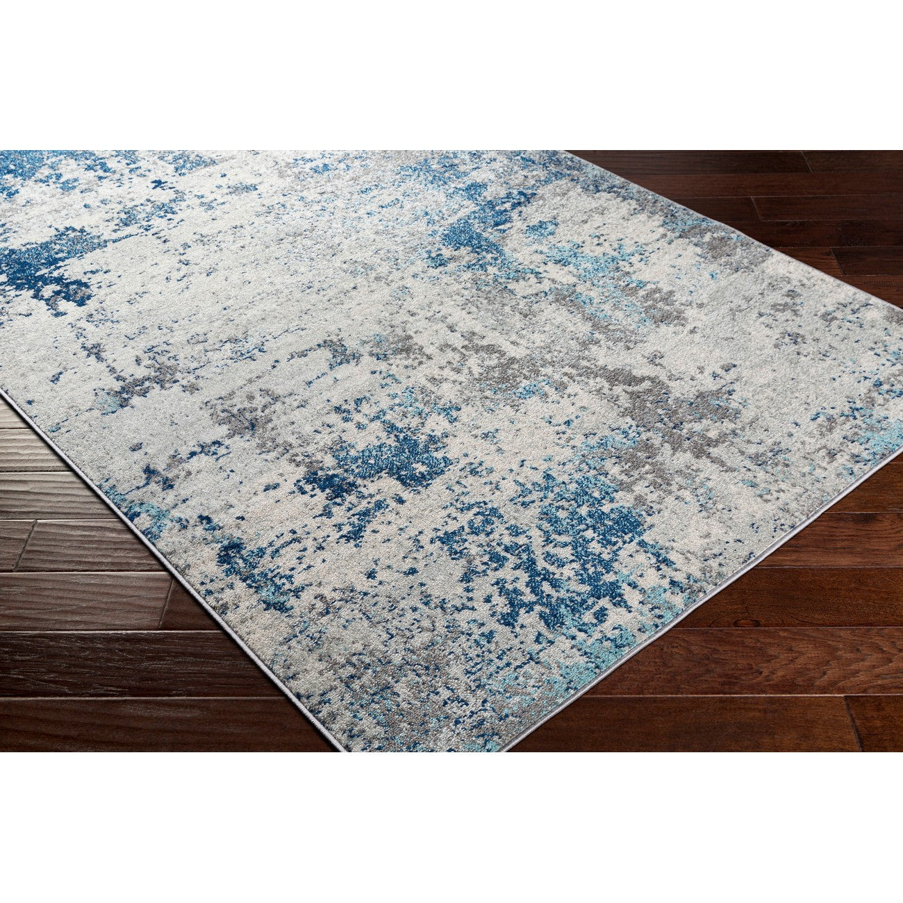 ALEX Abstract Modern Marble Dark Blue Area Rug Corner