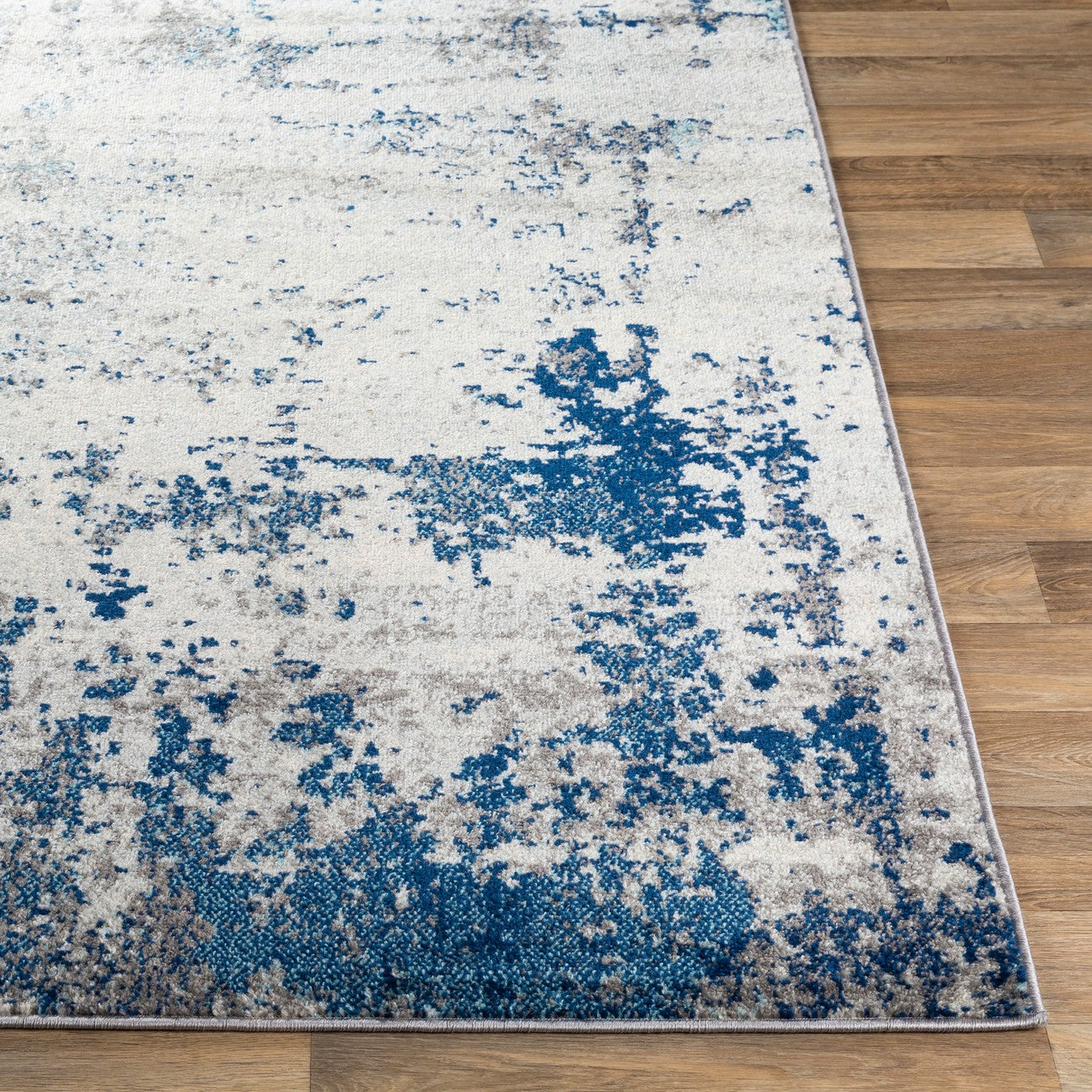 ALEX Abstract Modern Marble Dark Blue Area Rug Front