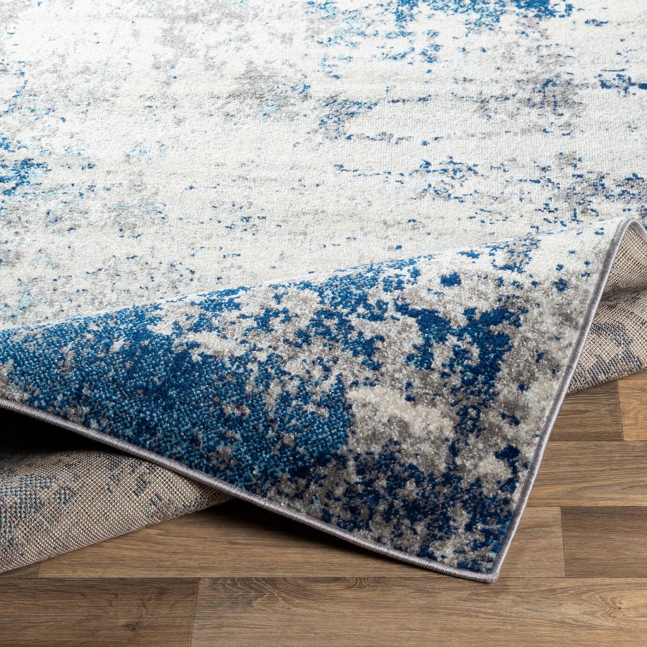 ALEX Abstract Modern Marble Dark Blue Area Rug Fold