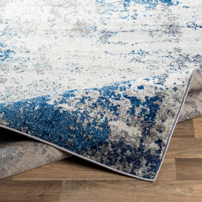 ALEX Abstract Modern Marble Dark Blue Area Rug Fold