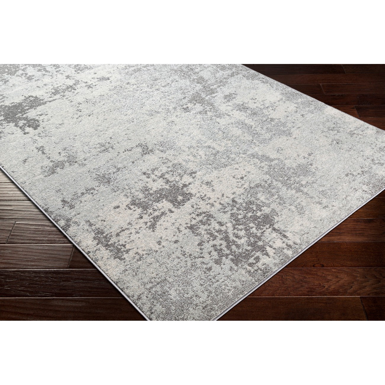 ALEX Abstract Modern Marble Medium Grey Area Rug Corner