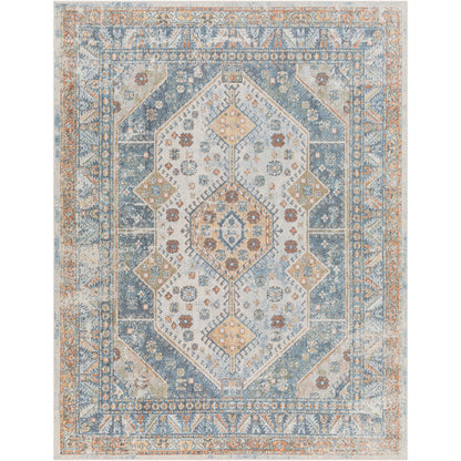 ALKA Machine Washable Traditional Boho Denim Area Rug Flat